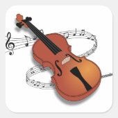 Violin Music Vierkante Sticker (Voorkant)