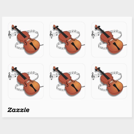 Violin Music Vierkante Sticker (Vel)