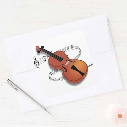 Violin Music Vierkante Sticker (Envelop)