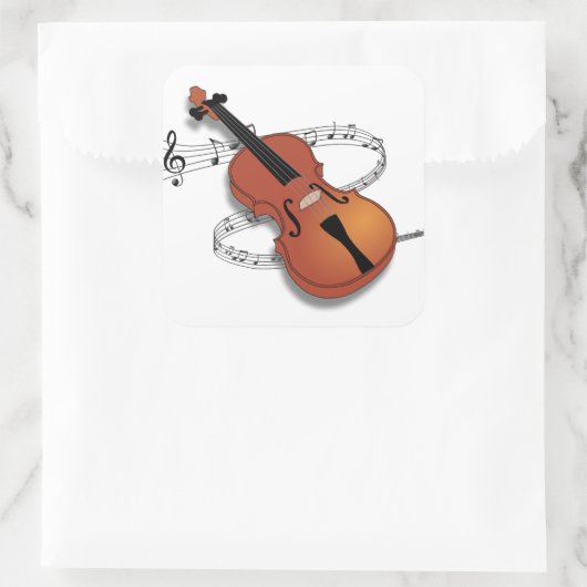 Violin Music Vierkante Sticker (Tas)