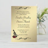 Violin Music Wedding Invitation 5" x 7" Kaart (Staand voorkant)