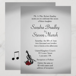 Violin Music Wedding Invitation 6,5 inch x 8,75 in Kaart