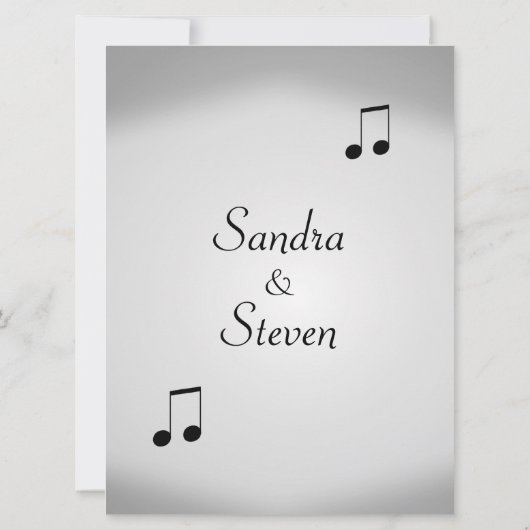 Violin Music Wedding Invitation 6,5 inch x 8,75 in Kaart (Achterkant)