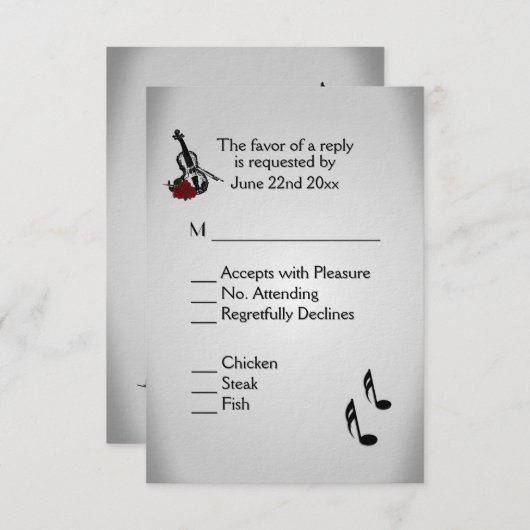 Violin Music Wedding Menu RSVP (Voorkant / Achterkant)