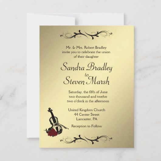 Violin Music Wedding Uitnodiging (Voorkant)