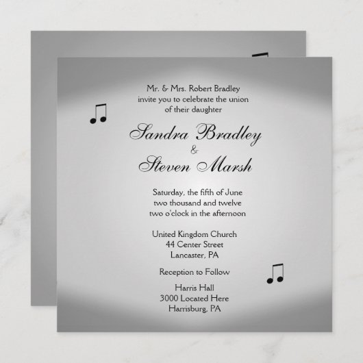Violin Music Wedding Uitnodiging (Voorkant / Achterkant)