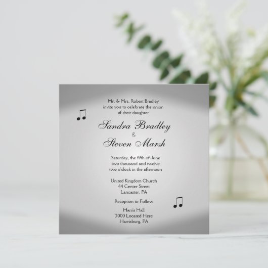 Violin Music Wedding Uitnodiging (Staand voorkant)