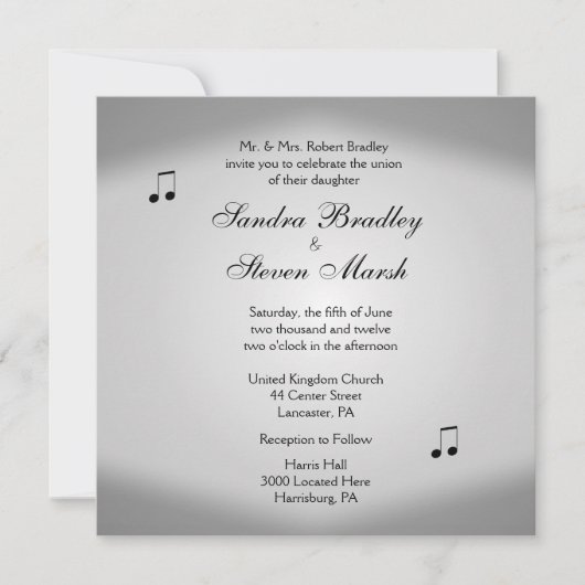 Violin Music Wedding Uitnodiging (Voorkant)