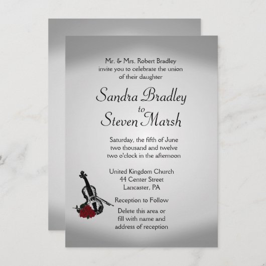 Violin Music Wedding Uitnodiging (Voorkant / Achterkant)