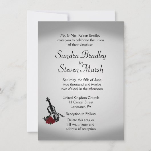 Violin Music Wedding Uitnodiging (Voorkant)