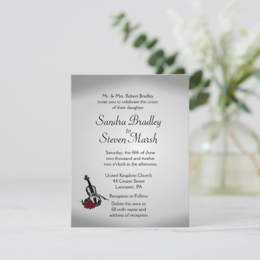 Violin Music Wedding Uitnodiging (Staand voorkant)