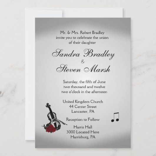 Violin Music Wedding Uitnodiging (Voorkant)