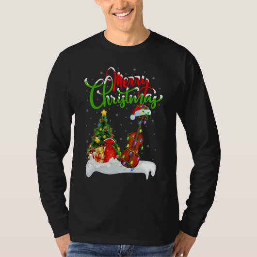 Violin Music Xmas Decorations Santa Violin Chris T-shirt (Voorkant)