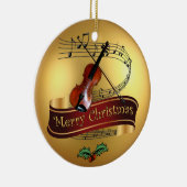 Violin ~ Musical Scroll ~ Gold ~ Merry Kerstmis ~ Keramisch Ornament (Rechts)