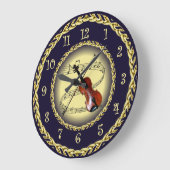 Violin ~ Musical Scroll ~ Gold/Navy Blue ~ ~ Grote Klok (Hoek)