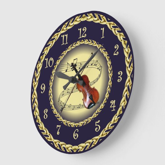 Violin ~ Musical Scroll ~ Gold/Navy Blue ~ ~ Grote Klok (Hoek)
