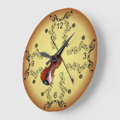 Violin ~ Musical Scroll ~ Golden Background ~ Grote Klok (Hoek)