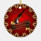Violin ~ Musical Scroll ~ Merry Kerst~ * ~ Keramisch Ornament (Voorkant)