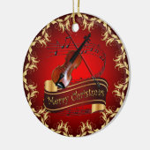 Violin ~ Musical Scroll ~ Merry Kerst~ * ~ Keramisch Ornament (Links)
