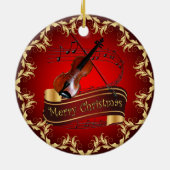 Violin ~ Musical Scroll ~ Merry Kerst~ * ~ Keramisch Ornament (Achterkant)