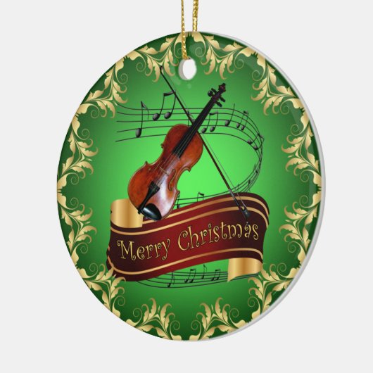 Violin ~ Musical Scroll ~ Merry Kerst~ * ~ Keramisch Ornament (Links)