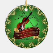 Violin ~ Musical Scroll ~ Merry Kerst~ * ~ Keramisch Ornament (Achterkant)
