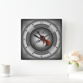 Violin ~ Musical Scroll ~ Silver Speaker ~ Een gew Vierkante Klok (Huis)