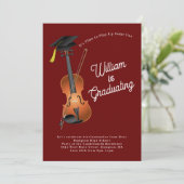 Violin Musician Graduation Party Music Invitation Kaart (Staand voorkant)
