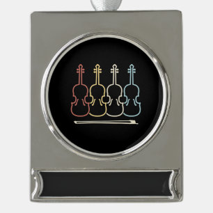 Violin Musician Music Verzilverd Banner Ornament