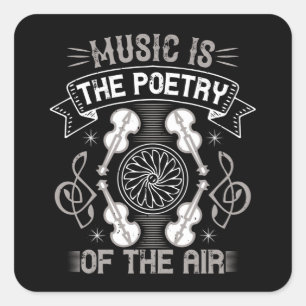 Violin - muziek is de poëzie van de lucht vierkante sticker
