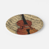 Violin & muziek papieren bordje (Gekanteld)