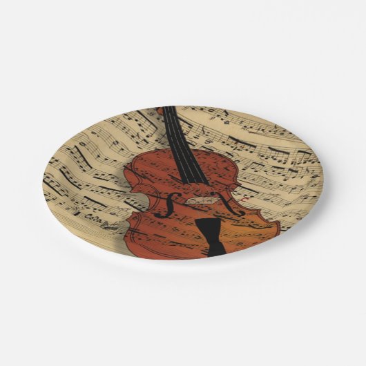 Violin &  muziek papieren bordje (Gekanteld)