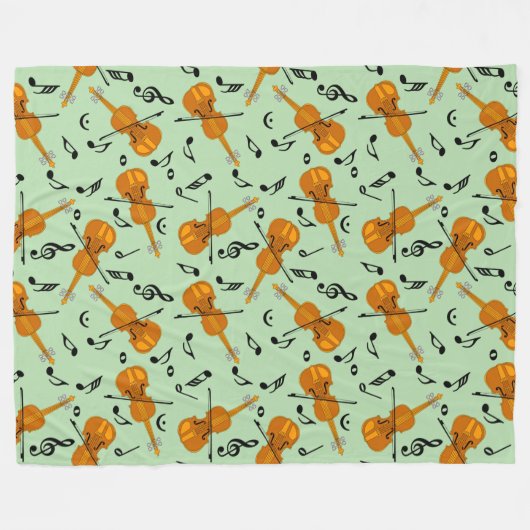 Violin Muzieknoten Fleece Deken (Voorkant (Horizontaal))