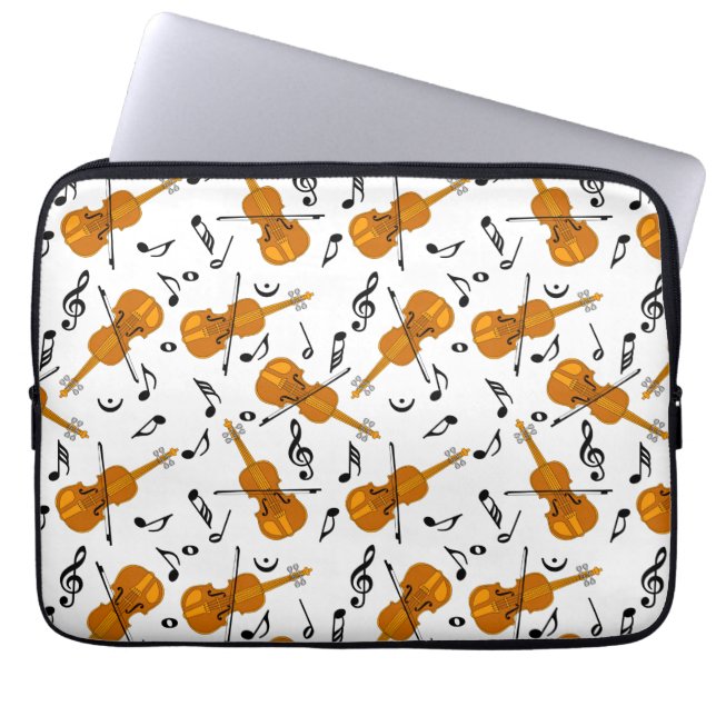 Violin Muzieknoten Laptop Sleeve (Voorkant)