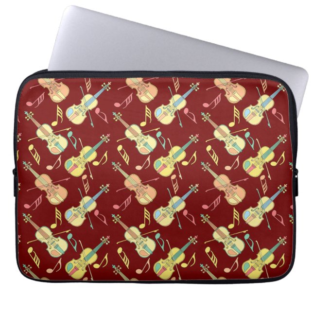 Violin Muzieknoten Laptop Sleeve (Voorkant)