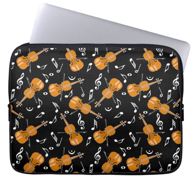 Violin Muzieknoten Laptop Sleeve (Voorkant)