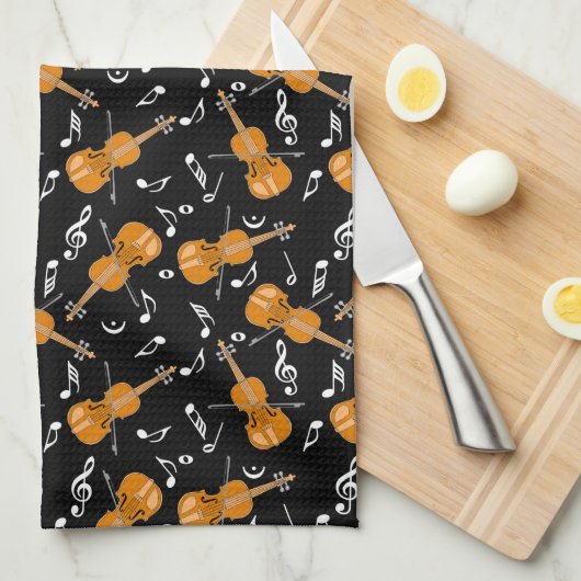 Violin Muzieknoten Theedoek (Quarter Fold)