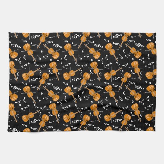 Violin Muzieknoten Theedoek (Horizontaal)