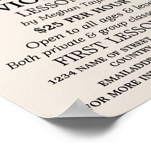 Violin Note-blad, Violin Lessons Adverteren Poster (Hoek)