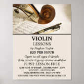 Violin Note-blad, Violin Lessons Adverteren Poster (Voorkant)