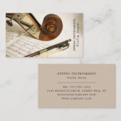 Violin Note Sheet, Musical Instrument Store Visitekaartje (Voorkant / Achterkant)