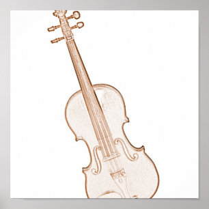 Violin of Viola Brown Ink Tekening Poster