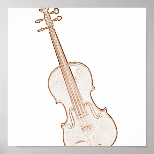Violin of Viola Brown Ink Tekening Poster (Voorkant)