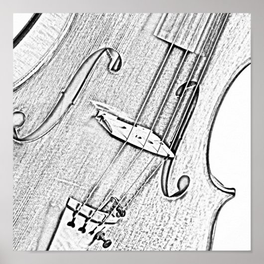 Violin of Viola Ink Tekening Poster (Voorkant)