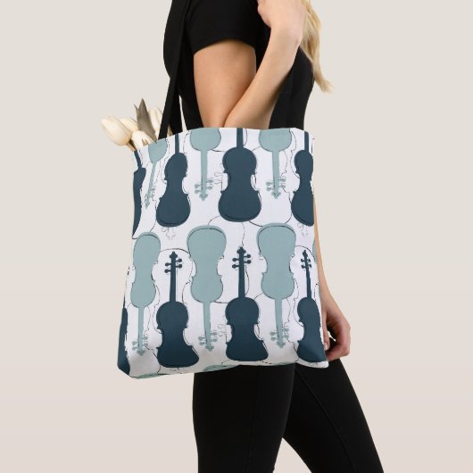 Violin of Viola String Instrument Music Theme Blue Tote Bag (Dichtbij)