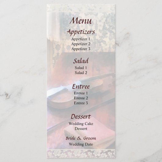 Violin on Credenza Wedding Menu (Voorkant)