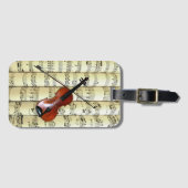 Violin on Rolling Sheet Music ~ Bagagelabel (Voorkant (horizontaal))