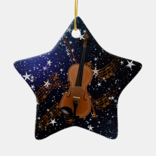 Violin on Starry Sky Keramisch Ornament (Voorkant)