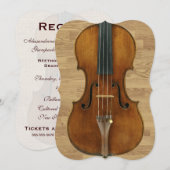 Violin on Wood Panels Overweging Uitnodiging (Voorkant / Achterkant)
