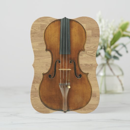 Violin on Wood Panels Overweging Uitnodiging (Staand voorkant)